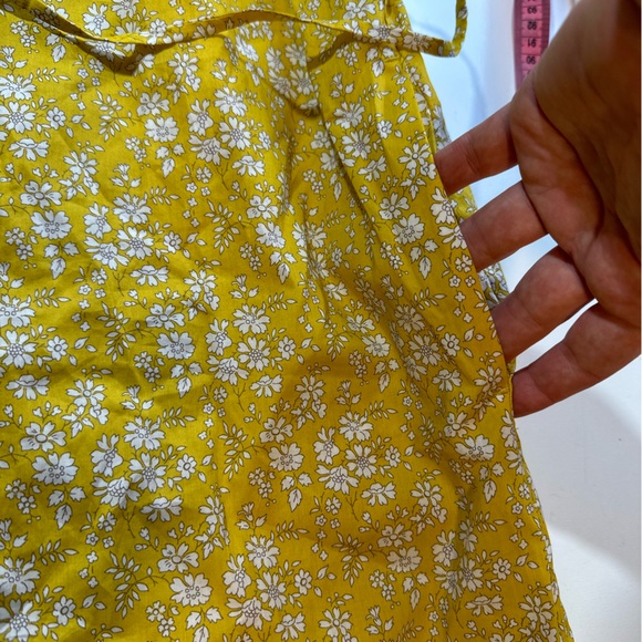J.Crew Yellow High Neck Liberty Print Floral Ruffle Self Tie 100% Cotton Size XS - Picture 10 of 16